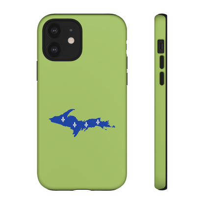 Michigan Upper Peninsula Tough Phone Case (Gooseberry Green w/ UP Quebec Flag Outline) | Apple iPhone