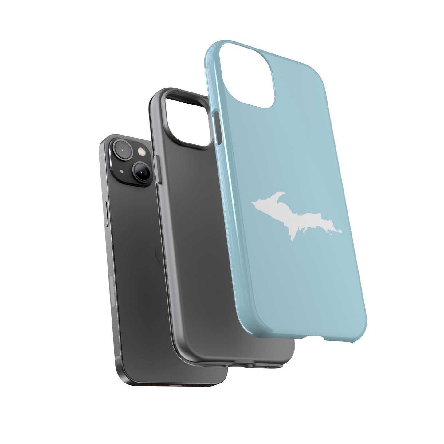 Michigan Upper Peninsula Tough Phone Case ('58 Caddie Blue w/ UP Outline) | Apple iPhone