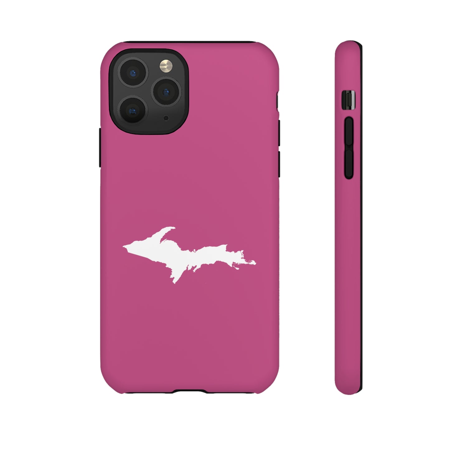 Michigan Upper Peninsula Tough Phone Case (Apple Blossom Pink w/ UP Outline) | Apple iPhone