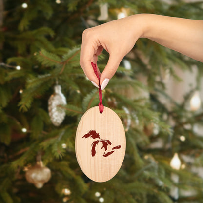 Great Lakes Christmas Ornament | Wooden - Cherryland Red