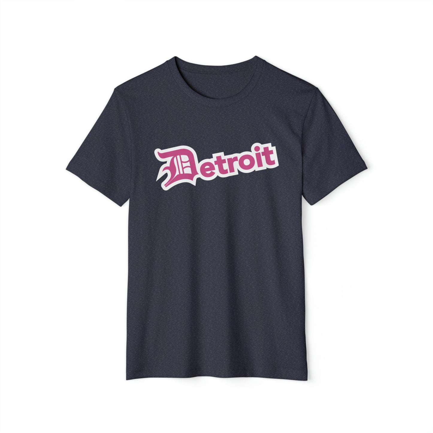 'Detroit' T-Shirt (Apple Blossom Pink Old English 'D') | Unisex Recycled Organic