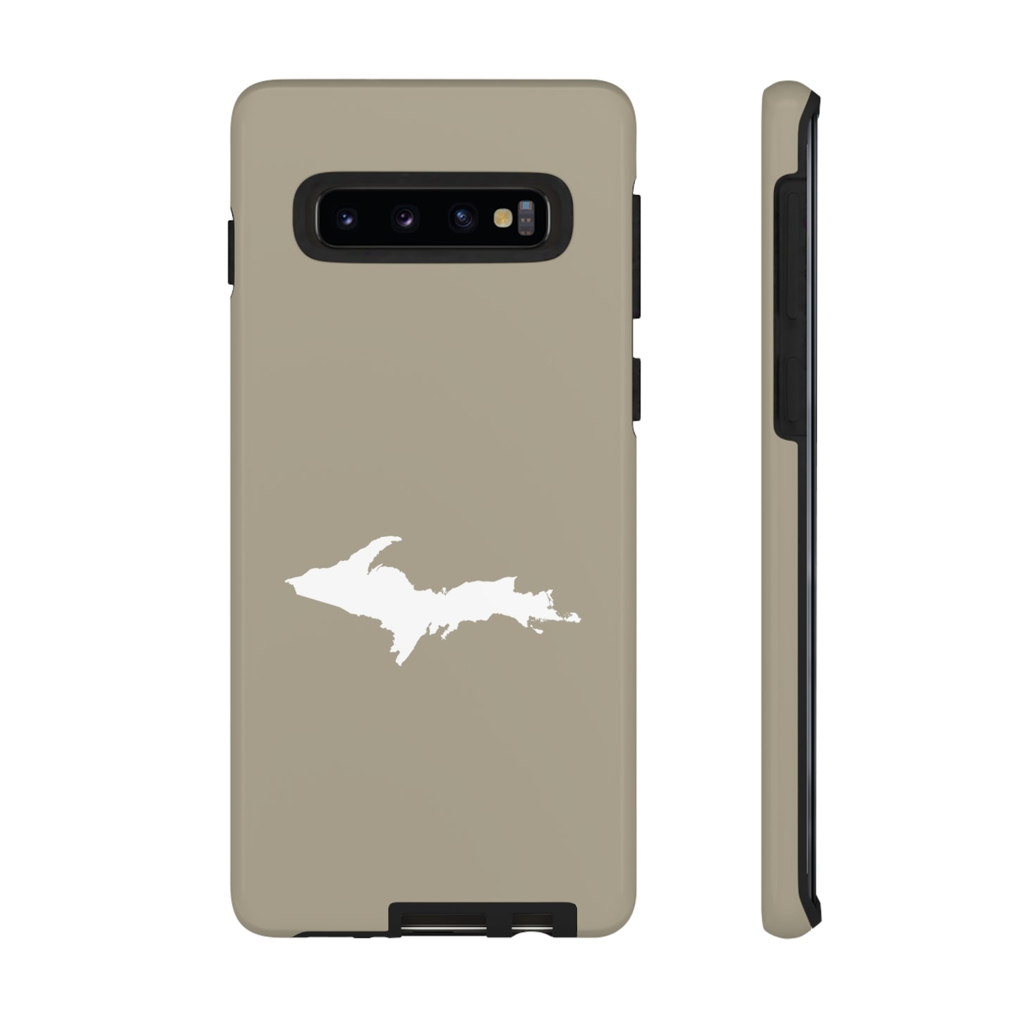 Michigan Upper Peninsula Tough Phone Case (Petoskey Stone Beige w/ UP Outline) | Samsung & Pixel Android