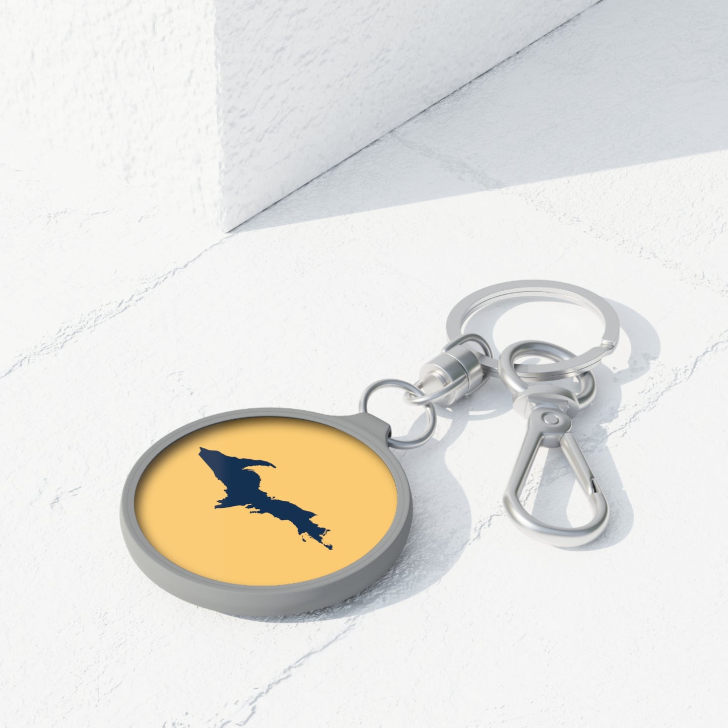 Michigan Upper Peninsula Keyring (w/ Navy UP Outline) | Citrine