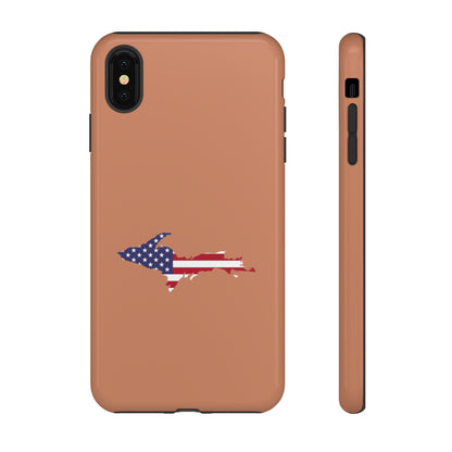 Michigan Upper Peninsula Tough Phone Case (Copper Color w/ UP USA Flag Outline) | Apple iPhone