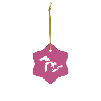 Great Lakes Christmas Ornament (Apple Blossom Pink) | Ceramic