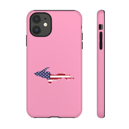 Michigan Upper Peninsula Tough Phone Case ('67 Caddie Pink w/ UP USA Flag Outline) | Apple iPhone