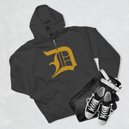 Detroit 'Old English D' Hoodie (Full-Body Gold) | Unisex Full Zip