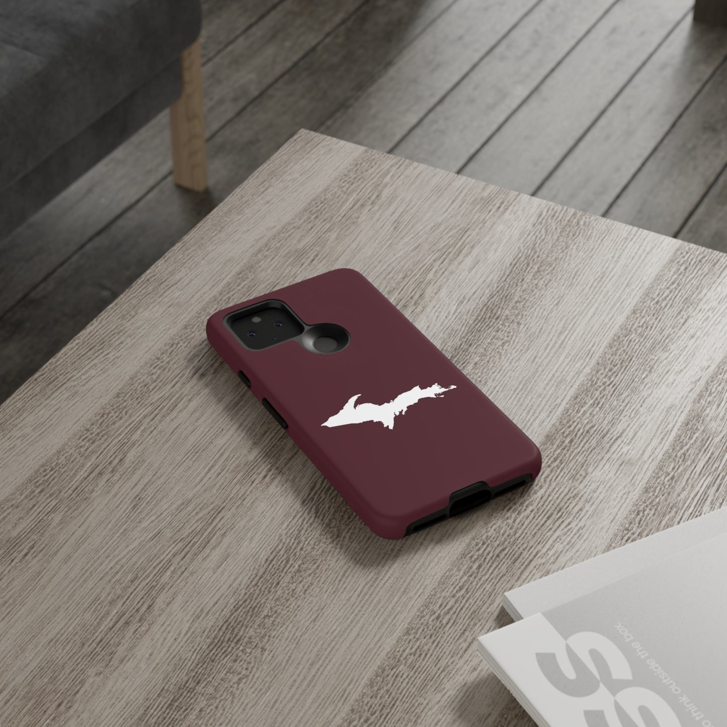 Michigan Upper Peninsula Tough Phone Case (Pinot Red w/ UP Outline) | Samsung & Pixel Android