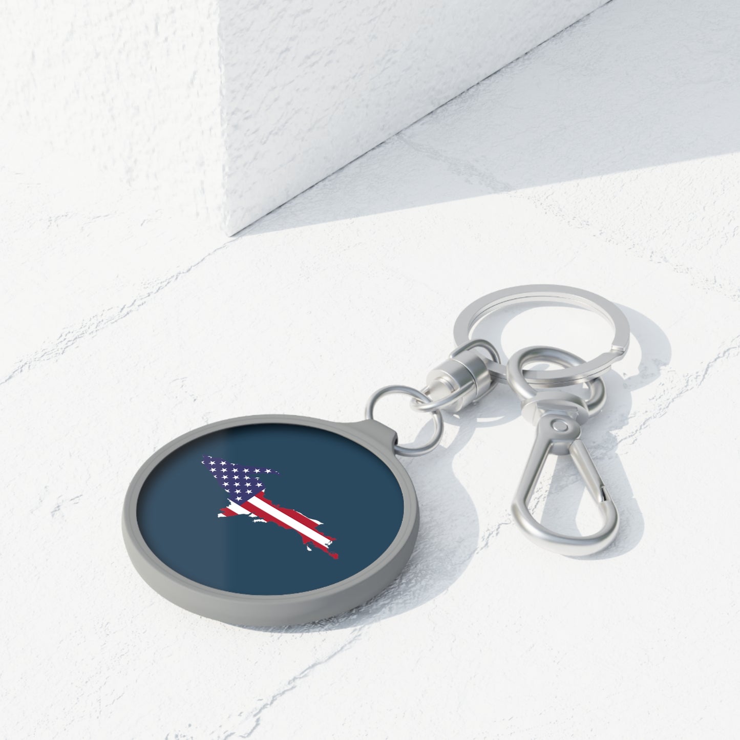 Michigan Upper Peninsula Keyring (w/ UP USA Flag) | '37 Caddie Blue