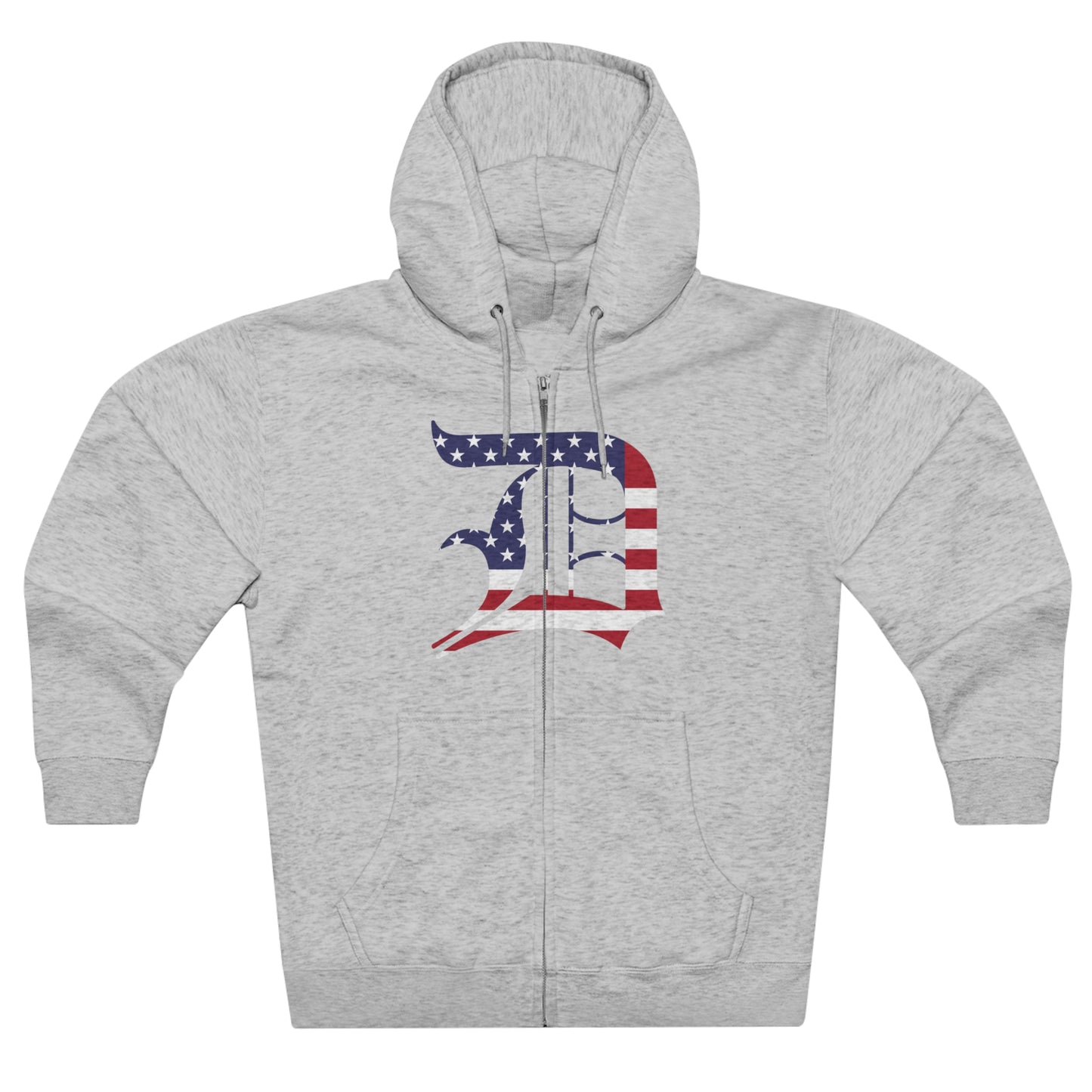 Detroit 'Old English D' Hoodie (Full-Body Patriotic Edition) | Unisex Full Zip