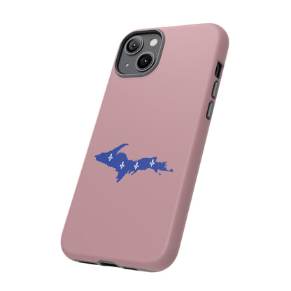 Michigan Upper Peninsula Tough Phone Case (Cherry Blossom Pink w/ UP Quebec Flag Outline) | Apple iPhone