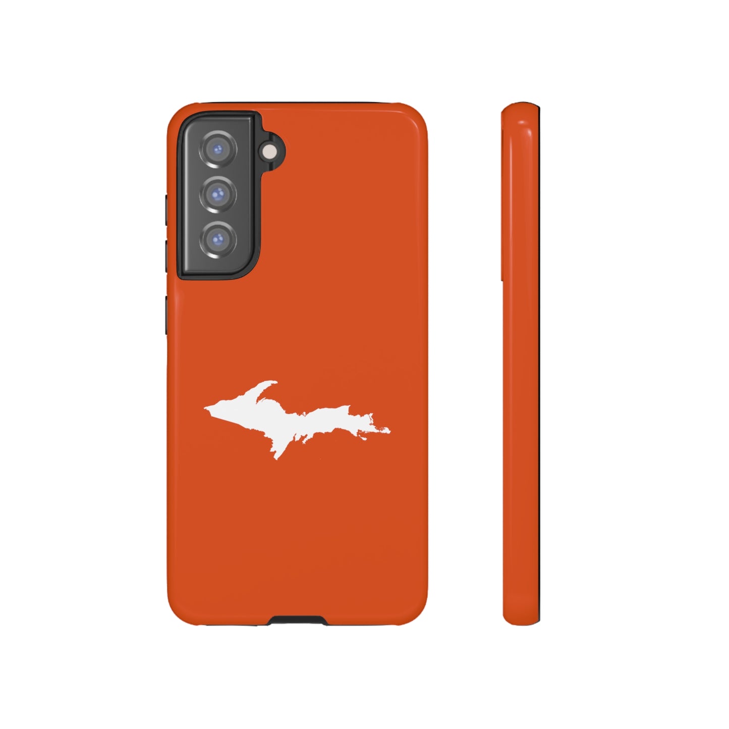 Michigan Upper Peninsula Tough Phone Case (Maple Leaf Orange w/ UP Outline) | Samsung & Pixel Android