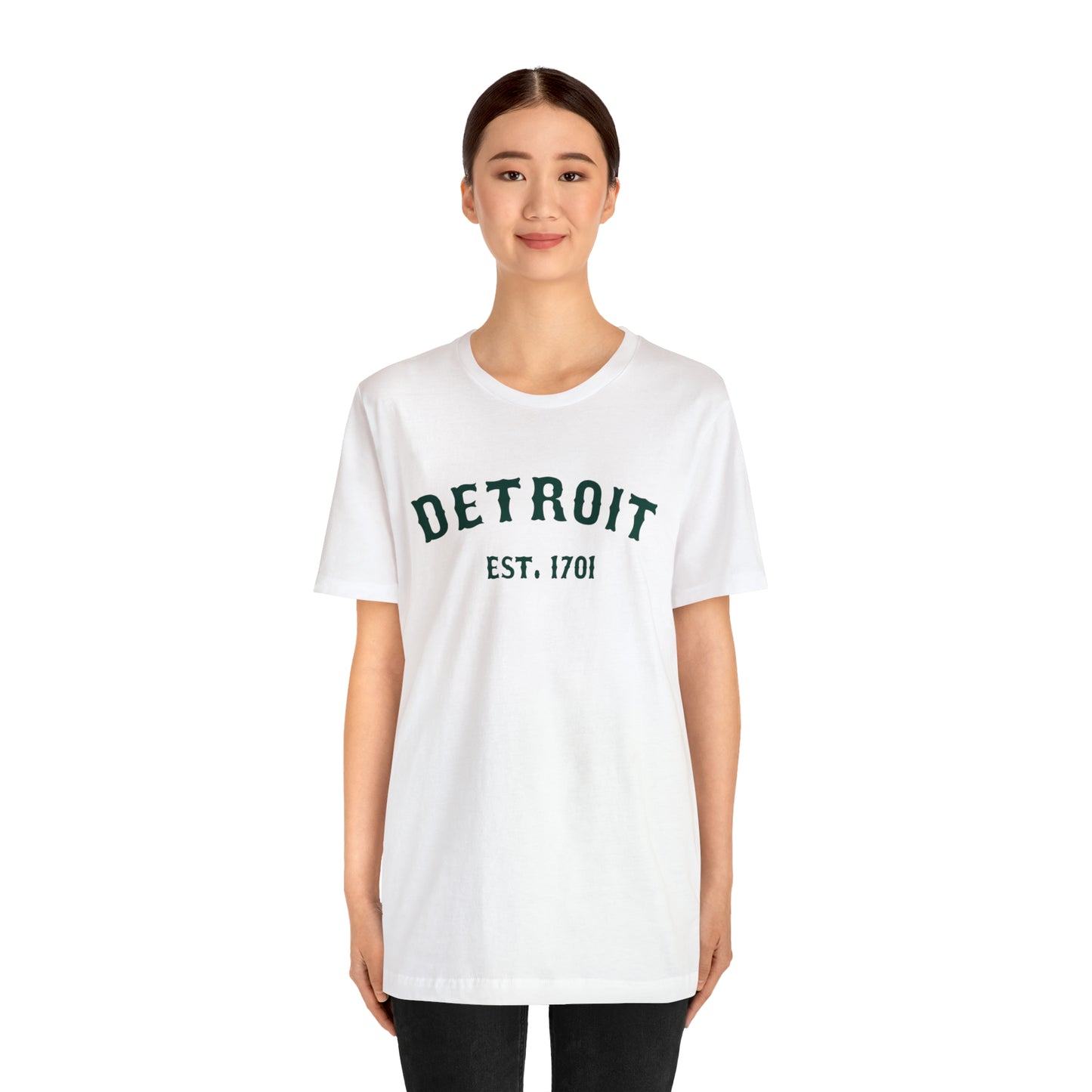 'Detroit EST. 1701' T-Shirt (Laconic Green Ballpark Font) | Unisex Standard