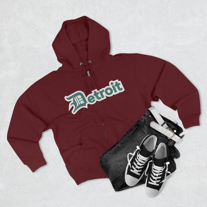 'Detroit' Hoodie (Copper Green w/ Old English 'D') | Unisex Full Zip