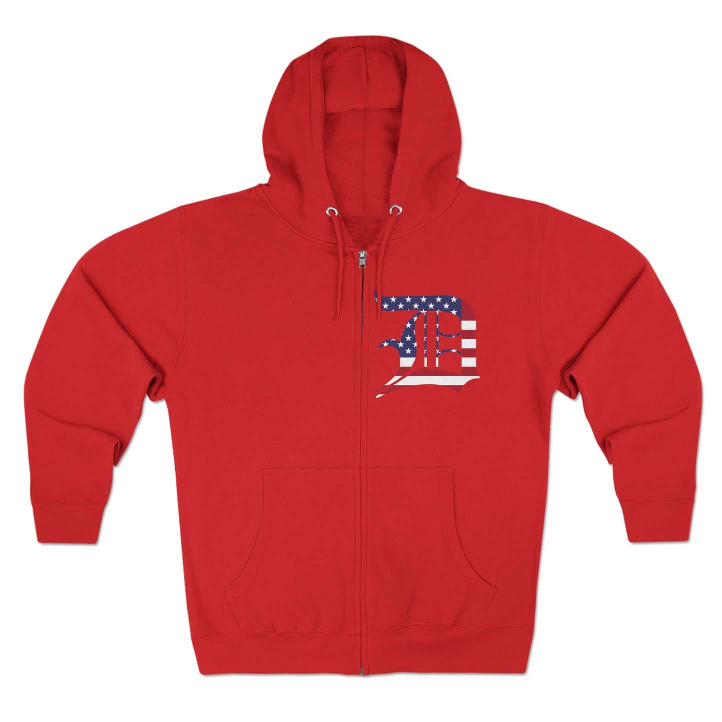 Detroit 'Old English D' Hoodie (Patriotic Edition) | Unisex Full Zip