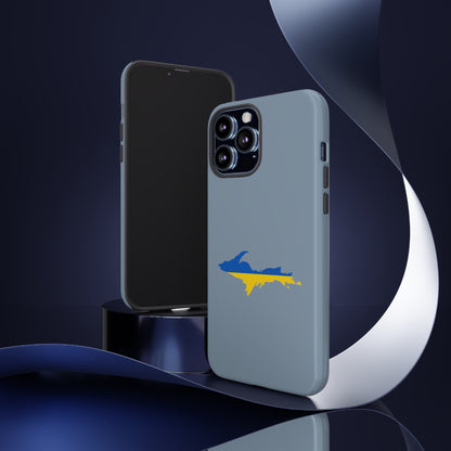 Michigan Upper Peninsula Tough Phone Case (B-24 Liberator Grey w/ UP Ukraine Flag Outline) | Apple iPhone