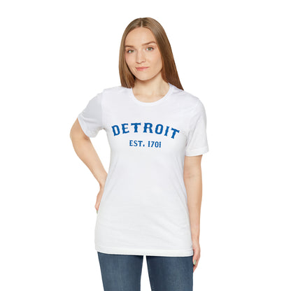 'Detroit EST. 1701' T-Shirt (Azure Ballpark Font) | Unisex Standard