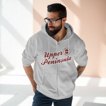 Upper Peninsula EST 1837' Hoodie (Ore Dock Red Script Font) | Unisex Full Zip