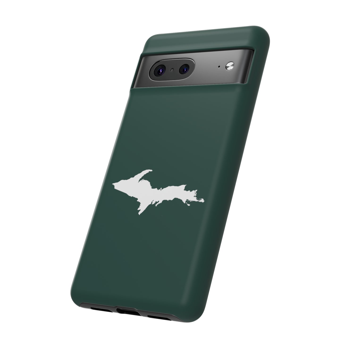 Michigan Upper Peninsula Tough Phone Case (Green w/ White UP Outline) | Samsung & Pixel Android