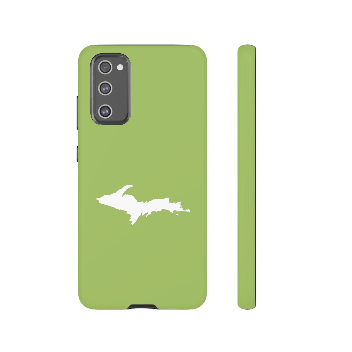 Michigan Upper Peninsula Tough Phone Case (Gooseberry Green w/ UP Outline) | Samsung & Pixel Android