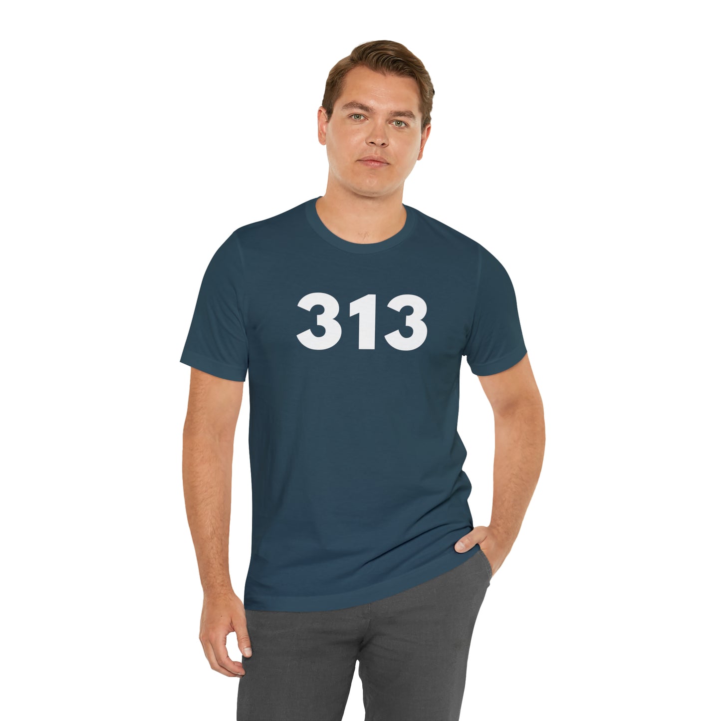 Detroit '313' T-Shirt (Geometric Sans Font) | Unisex Standard Fit