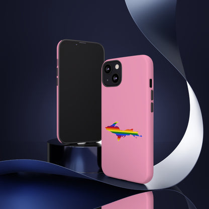 Michigan Upper Peninsula Tough Phone Case ('67 Pink Caddie w/ UP Pride Flag Outline) | Apple iPhone