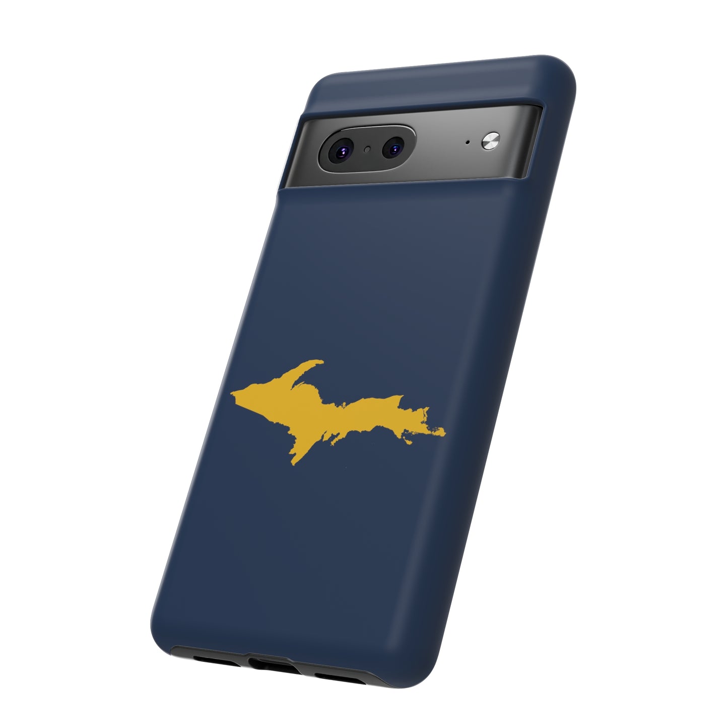 Michigan Upper Peninsula Tough Phone Case (Navy w/ Gold UP Outline) | Samsung & Pixel Android