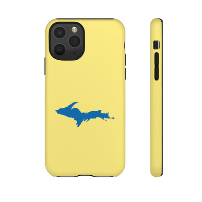 Michigan Upper Peninsula Tough Phone Case (Yellow Cherry Color w/ Azure UP Outline) | Apple iPhone