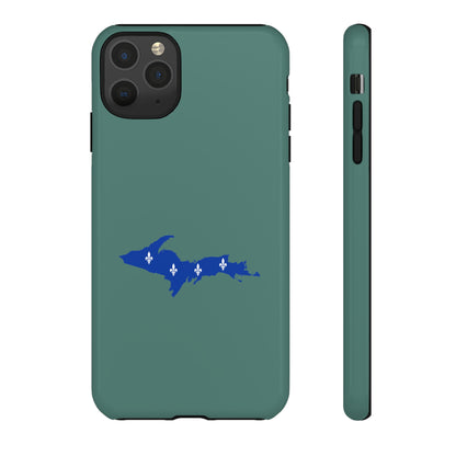 Michigan Upper Peninsula Tough Phone Case (Copper Green w/ UP Quebec Flag Outline) | Apple iPhone