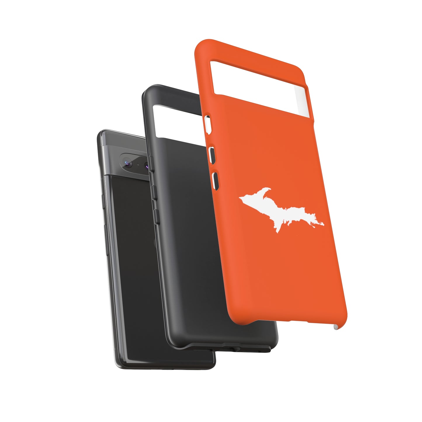 Michigan Upper Peninsula Tough Phone Case (Maple Leaf Orange w/ UP Outline) | Samsung & Pixel Android