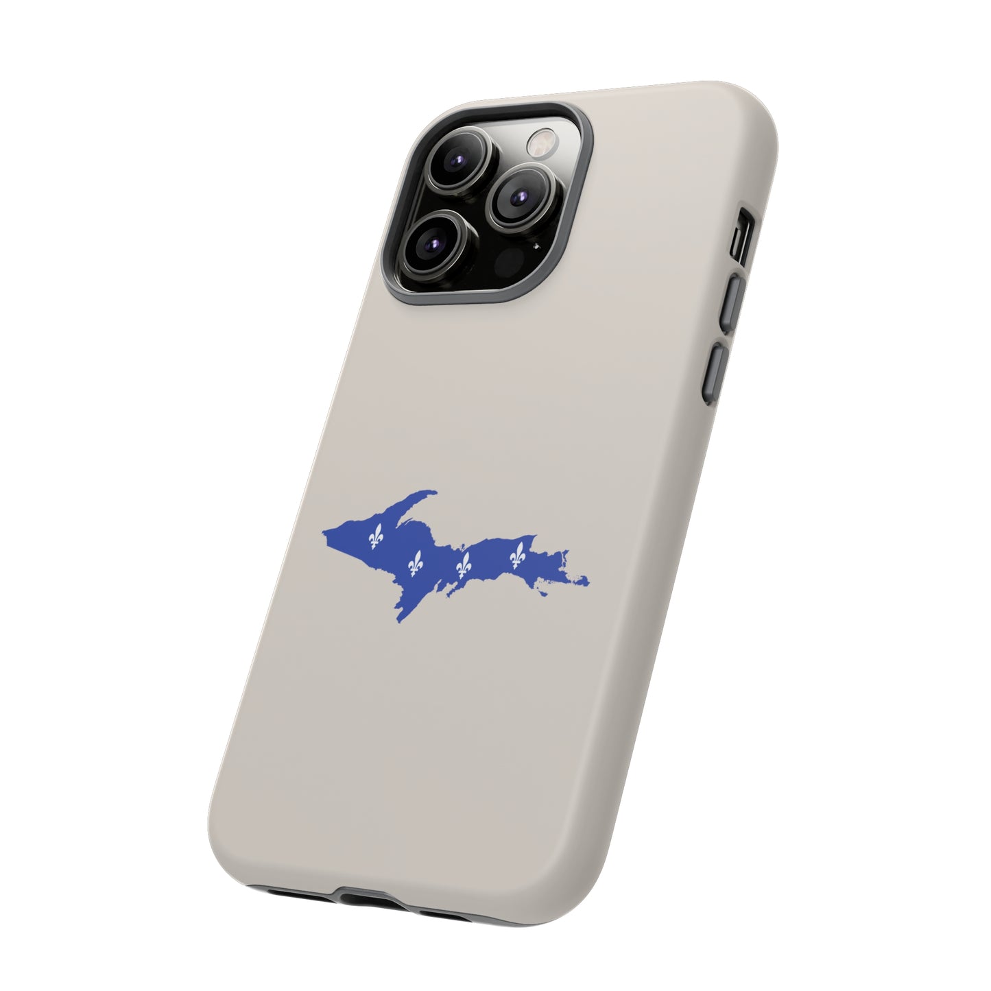 Michigan Upper Peninsula Tough Phone Case (Canvas Color w/ UP Quebec Flag Outline) | Apple iPhone