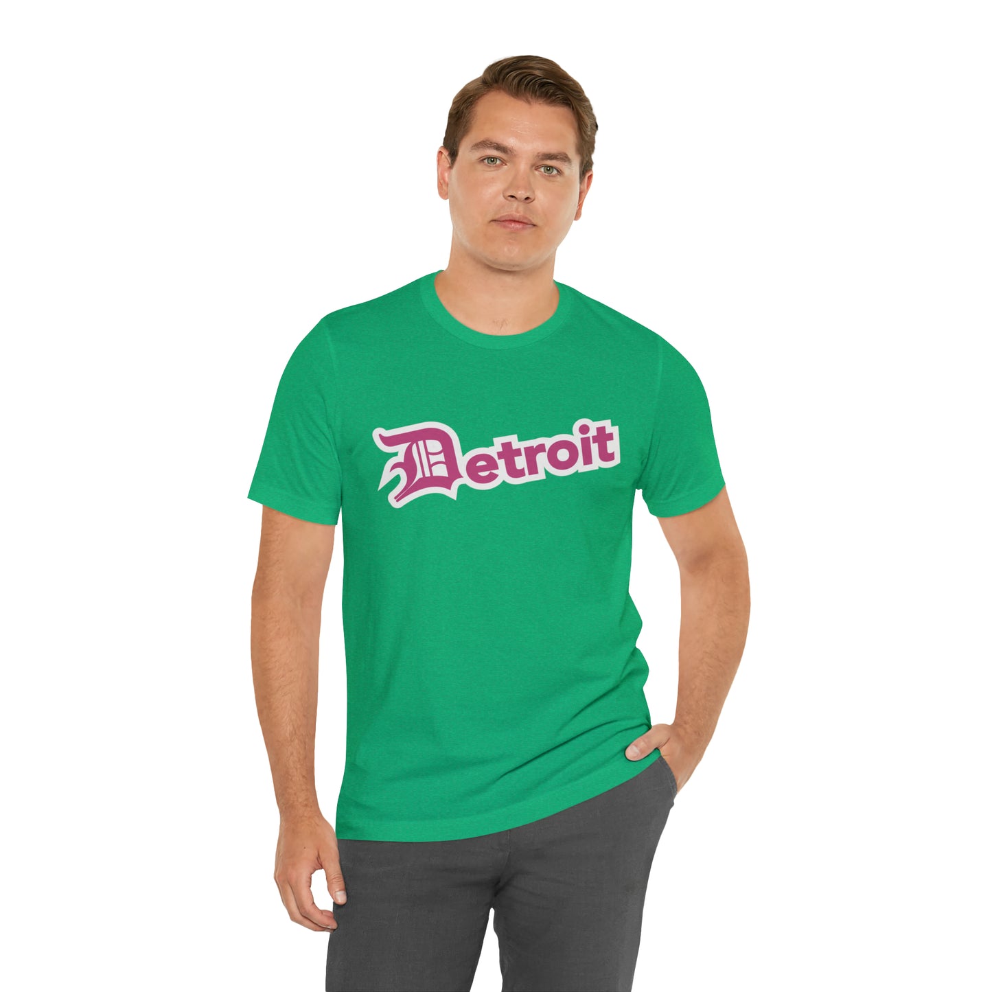 'Detroit' T-Shirt (Apple Blossom Pink w/ Old English 'D') | Unisex Standard