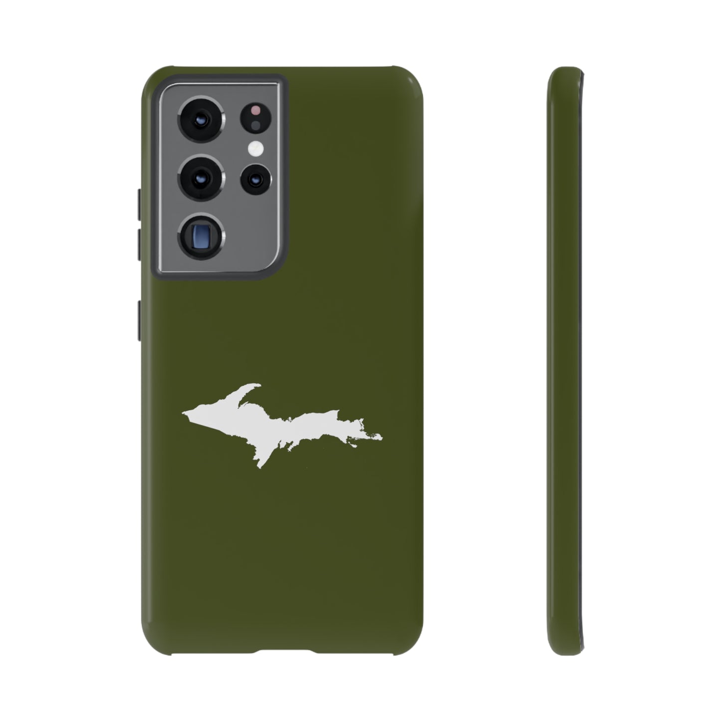 Michigan Upper Peninsula Tough Phone Case (Army Green w/ UP Outline) | Samsung & Pixel Android