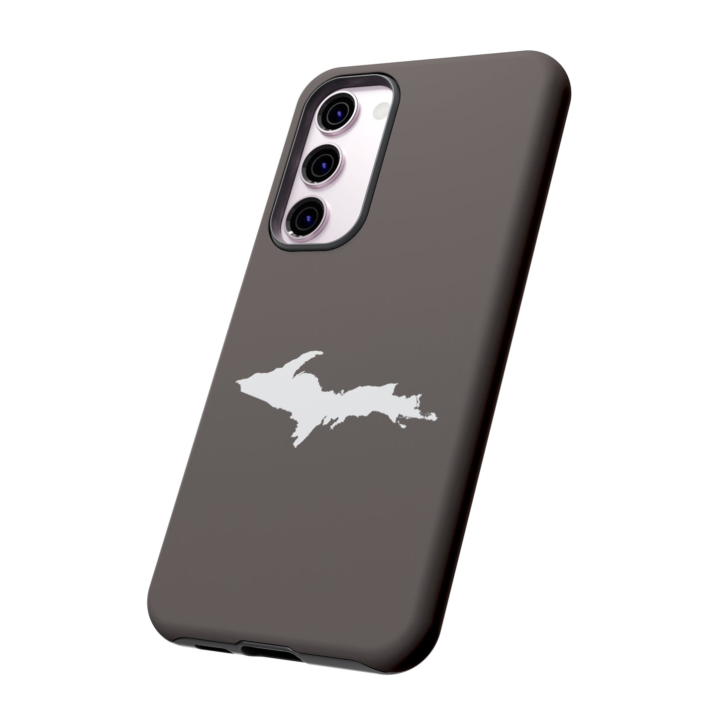 Michigan Upper Peninsula Tough Phone Case (Warren Tank Grey w/ UP Outline) | Samsung & Pixel Android