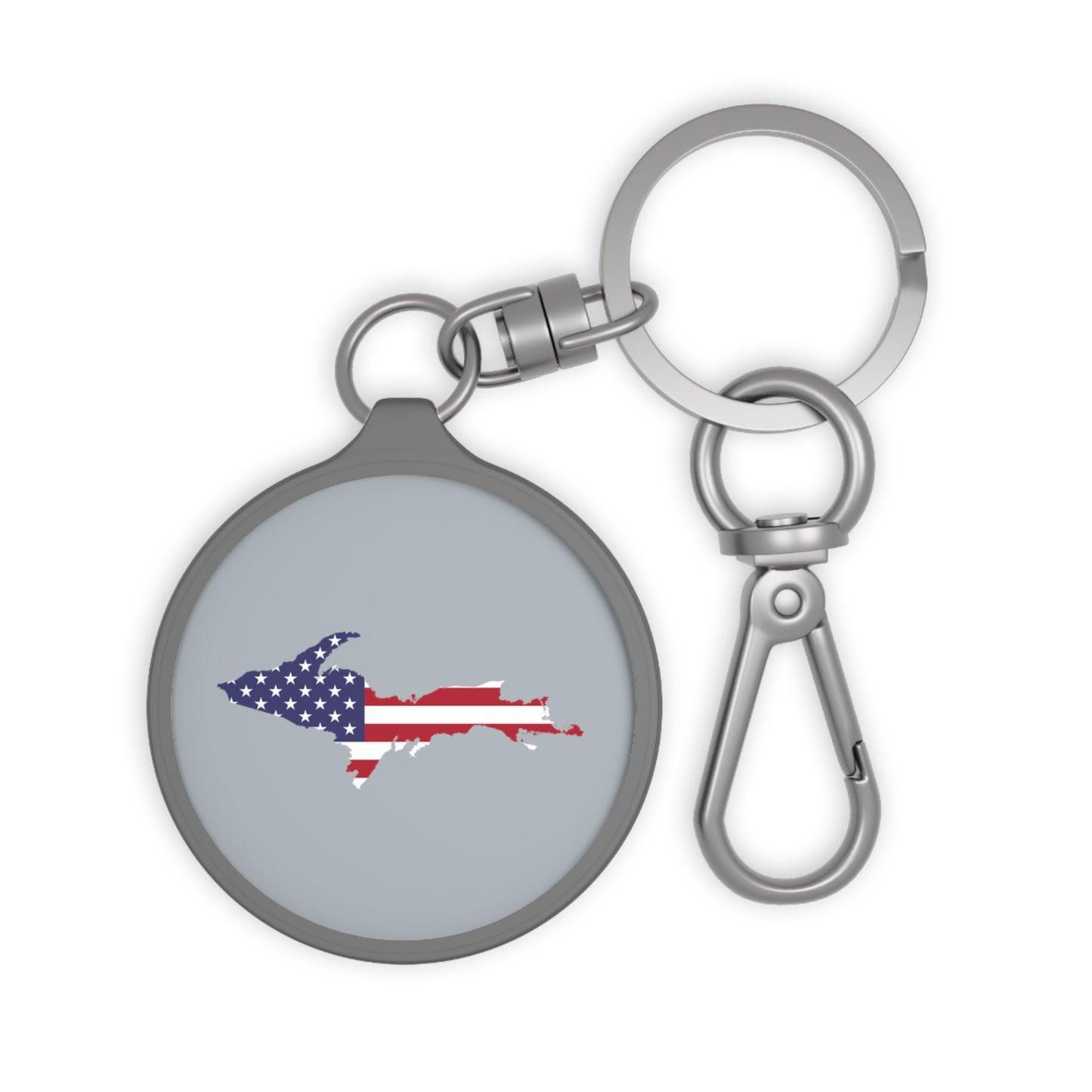 Michigan Upper Peninsula Keyring (w/ UP USA Flag) | Silver