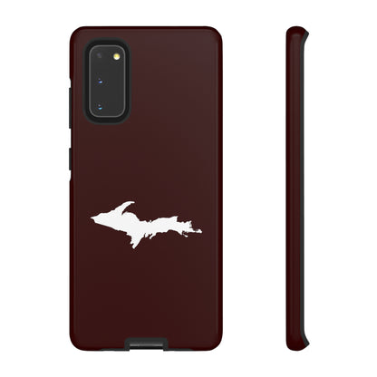 Michigan Upper Peninsula Tough Phone Case (Cherrywood Color w/ UP Outline) | Samsung & Pixel Android