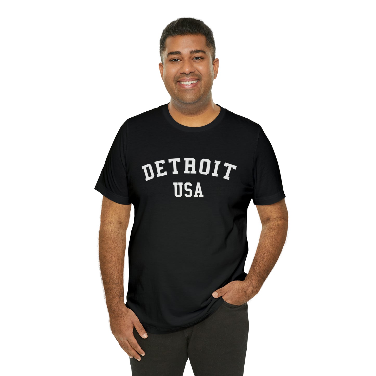 'Detroit USA' T-Shirt (Collegiate Font) | Unisex Standard