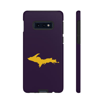 Michigan Upper Peninsula Tough Phone Case (Blackcurrant w/ Gold UP Outline) | Samsung & Pixel Android