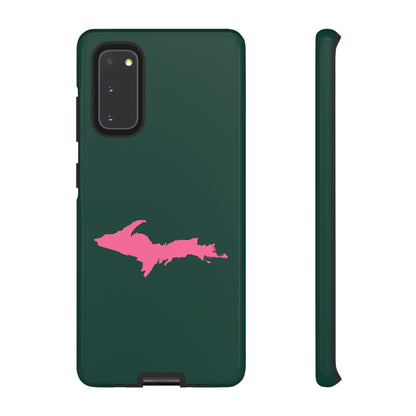 Michigan Upper Peninsula Tough Phone Case (Green w/ Pink UP Outline) | Samsung & Pixel Android