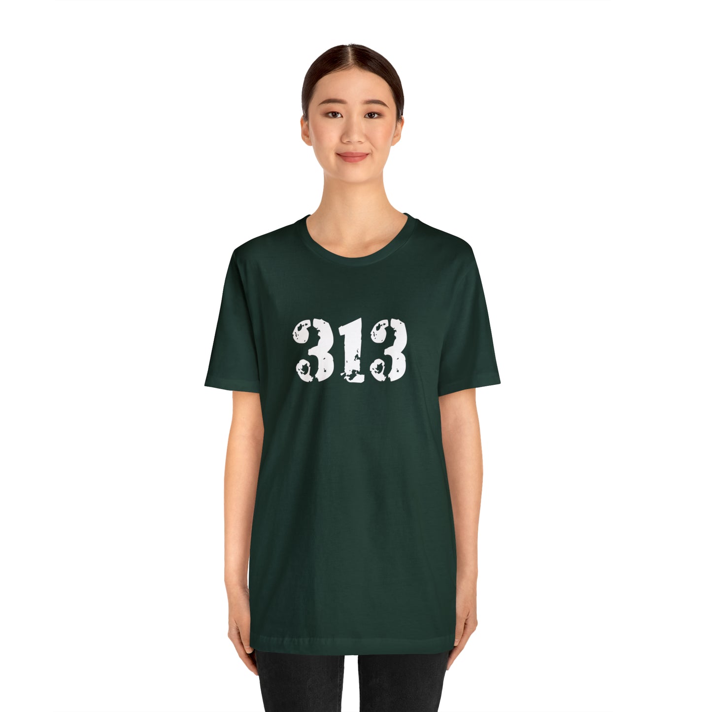 Detroit '313' T-Shirt (Distressed Stencil Font) | Unisex Standard Fit