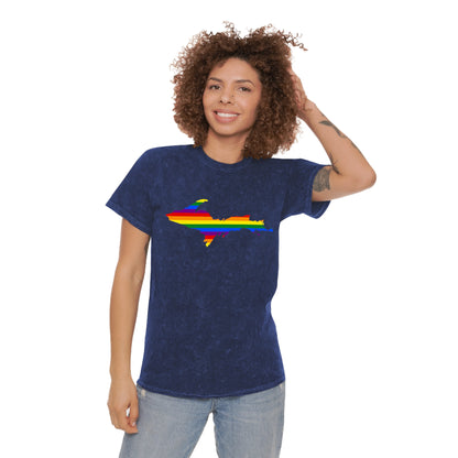 Michigan Upper Peninsula T-Shirt (w/ UP Rainbow Pride Flag) | Unisex Mineral Wash