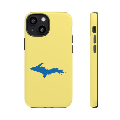 Michigan Upper Peninsula Tough Phone Case (Yellow Cherry Color w/ Azure UP Outline) | Apple iPhone