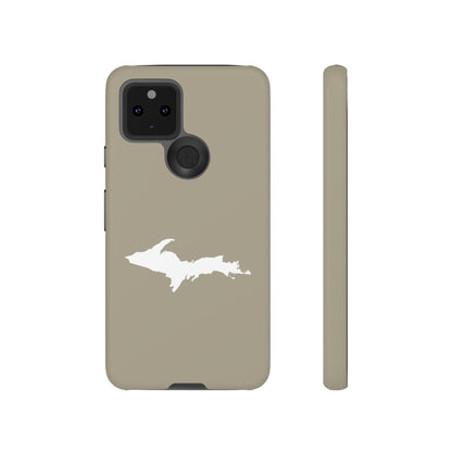 Michigan Upper Peninsula Tough Phone Case (Petoskey Stone Beige w/ UP Outline) | Samsung & Pixel Android