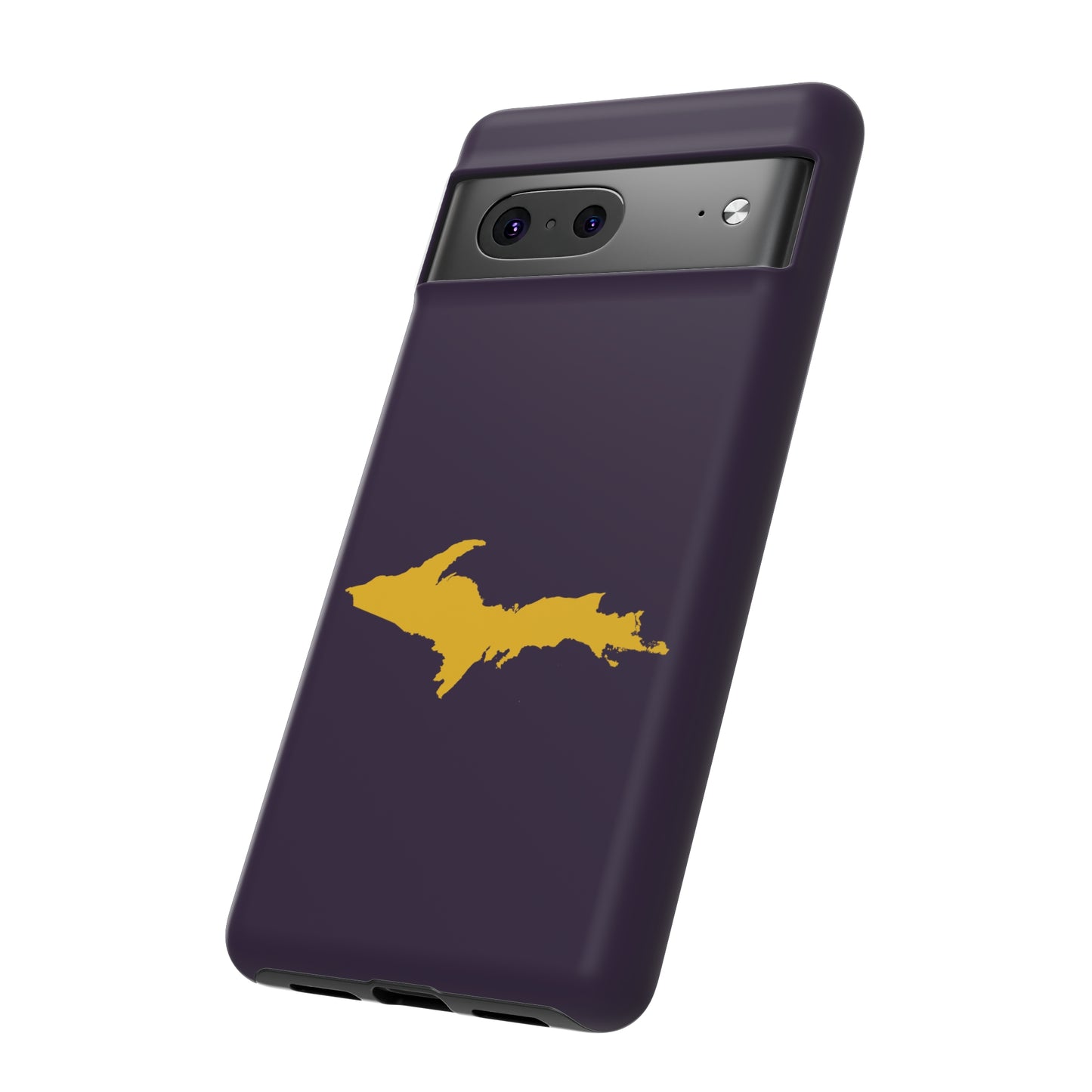 Michigan Upper Peninsula Tough Phone Case (Blackcurrant w/ Gold UP Outline) | Samsung & Pixel Android