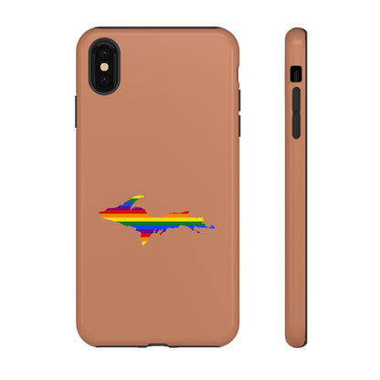 Michigan Upper Peninsula Tough Phone Case (Copper Color w/ UP Pride Flag Outline) | Apple iPhone