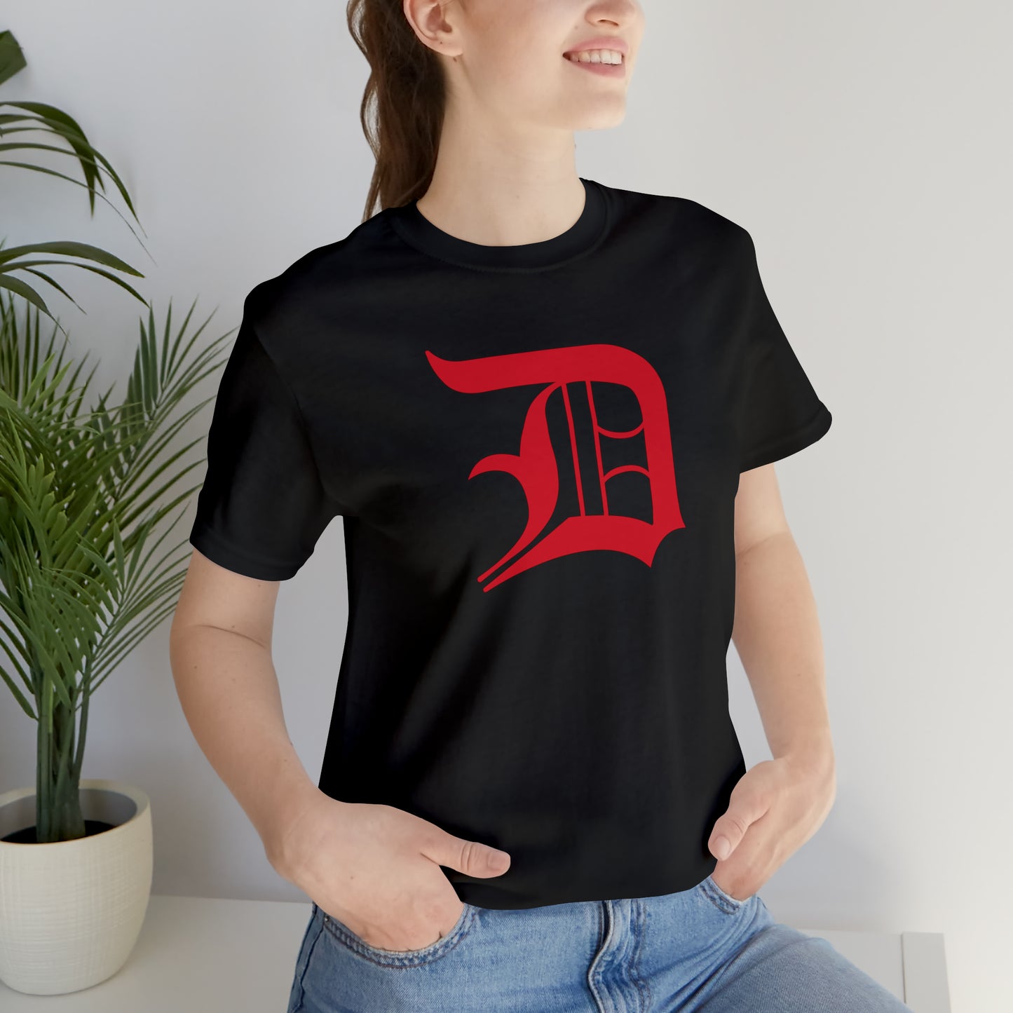 Detroit 'Old English D' T-Shirt (Aliform Red) | Unisex Standard