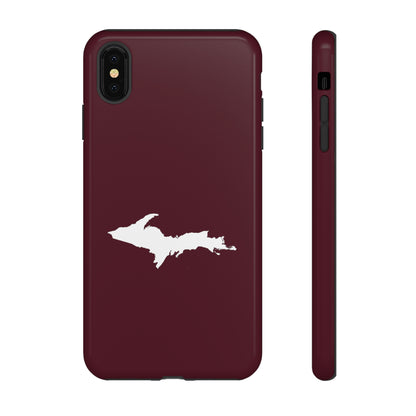 Michigan Upper Peninsula Tough Phone Case (Old Mission Burgundy w/ UP Outline) | Apple iPhone