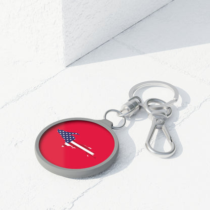 Michigan Upper Peninsula Keyring (w/ UP USA Flag) | Lighthouse Red