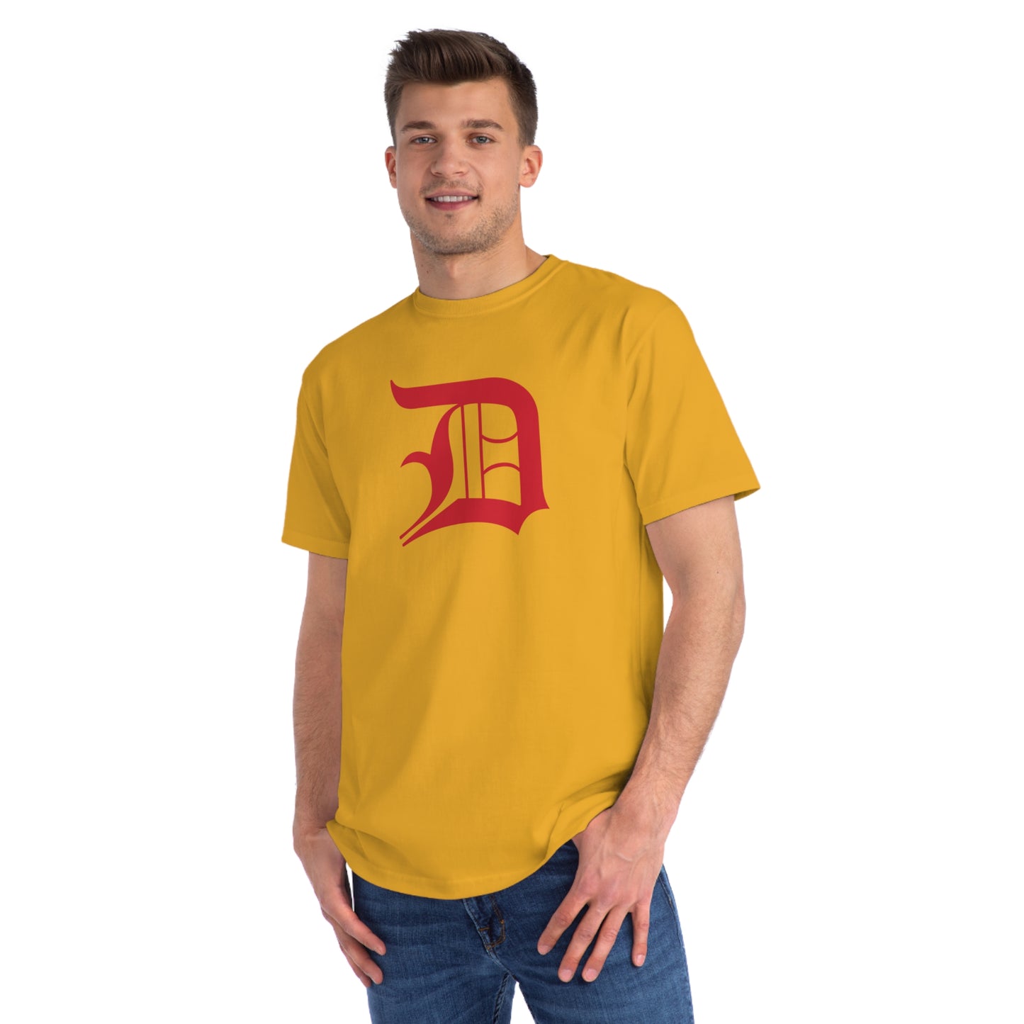 Detroit 'Old English D' T-Shirt (Aliform Red) | Unisex Organic