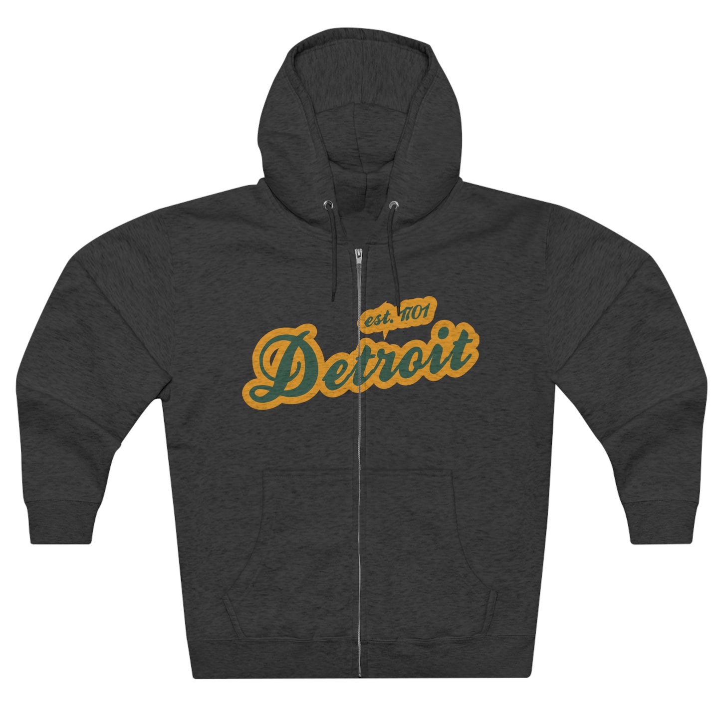 'Detroit EST 1701' Hoodie (Ginger Ale Green Script Font) | Unisex Full Zip